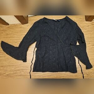 DC Black Floral Wrap Blouse